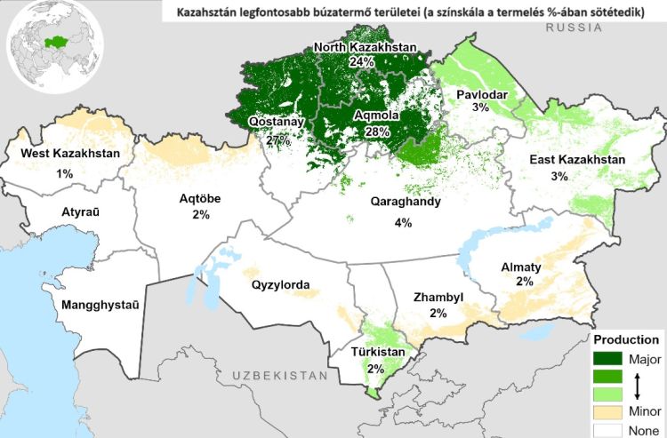 kazah búzatermő terület