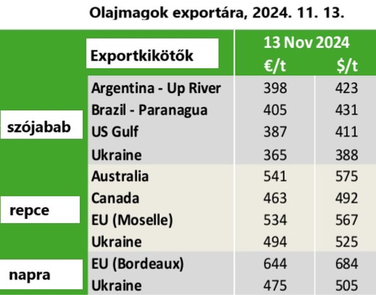 olajmagok ára