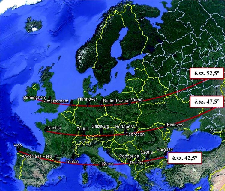 nagyvárosok elhelyezkedése Európában
