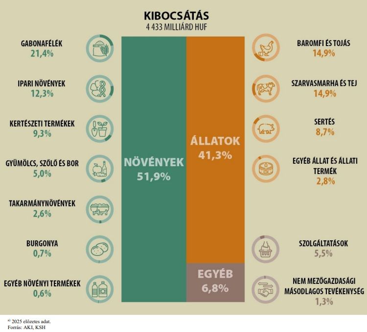 mezőgazdasági termelés ágazati megoszlása