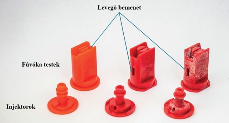A vizsgálat során használt fúvókatípusok
